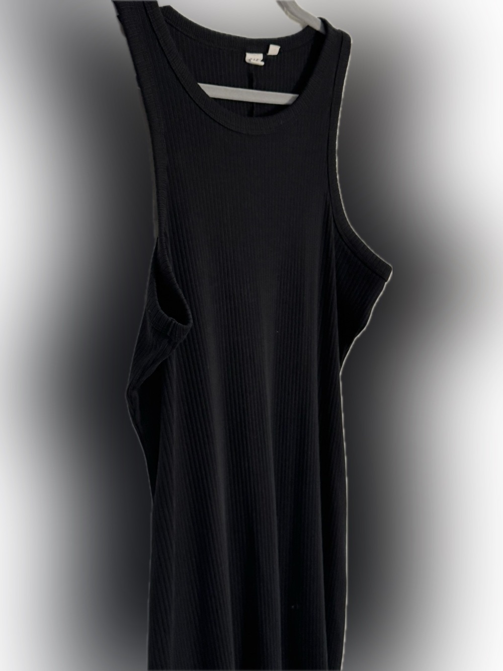 GAP Ribbed Tank Dress Black | Size XL | Stretch Midi Casual | Cotton Blend